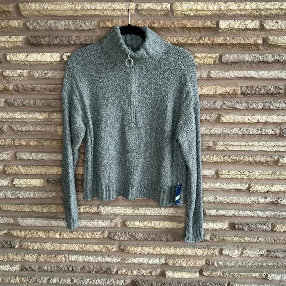 Lucky Brand Gray 1/2 Zip Casual Henley Cotton Blend Sweater NWT Size Small - Picture 1 of 6